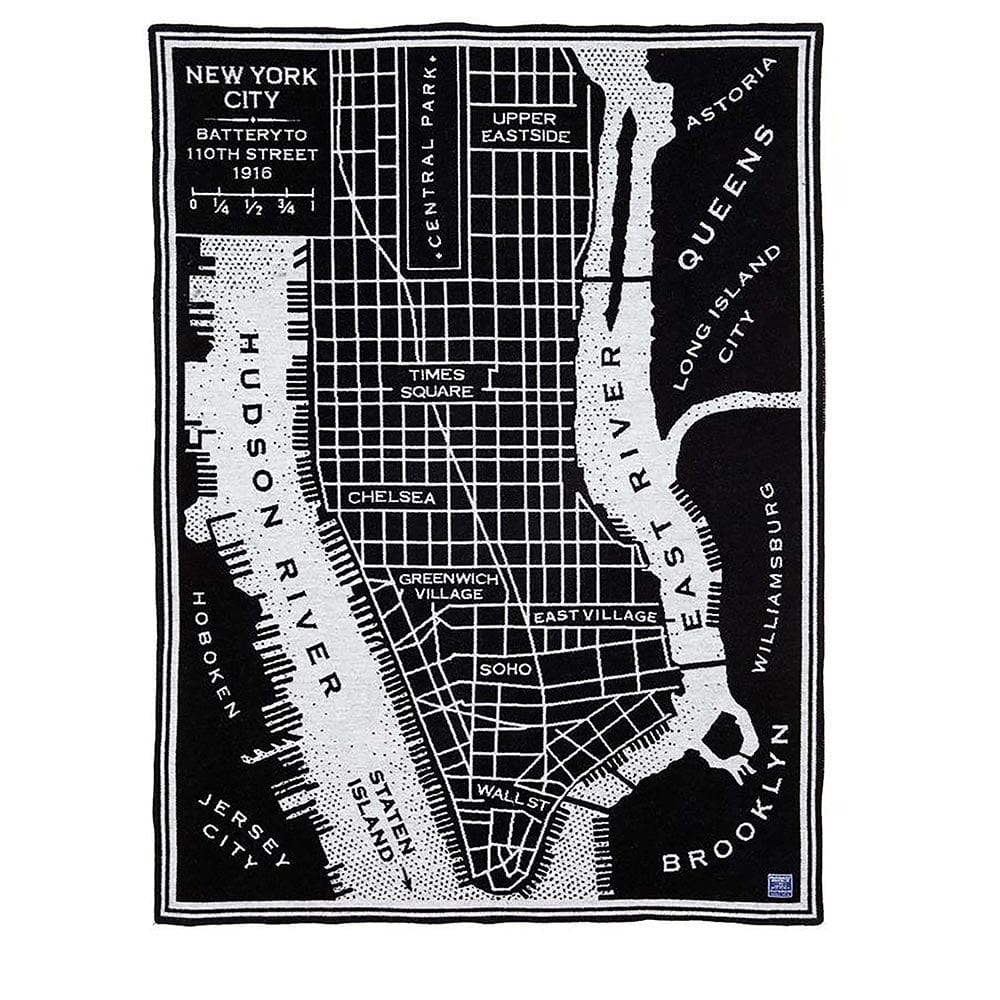New York City Map Wool Throw 48" x 68" active Current Dry clean or hand wash Faribault Lakes & Maps New Lower Price