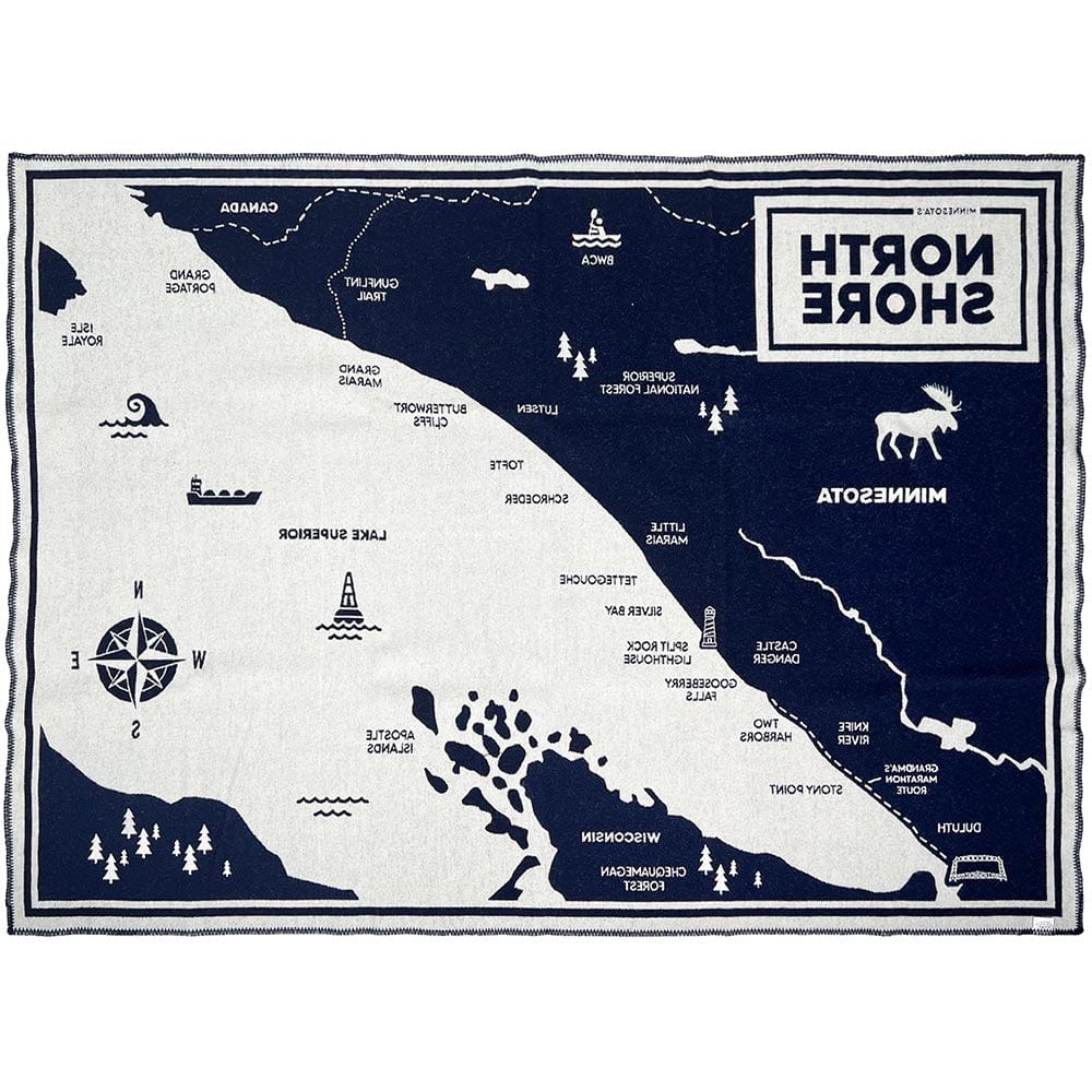 North Shore Map Wool Throw Blanket active Current Dry clean or hand wash Faribault Lakes & Maps New Lower Price