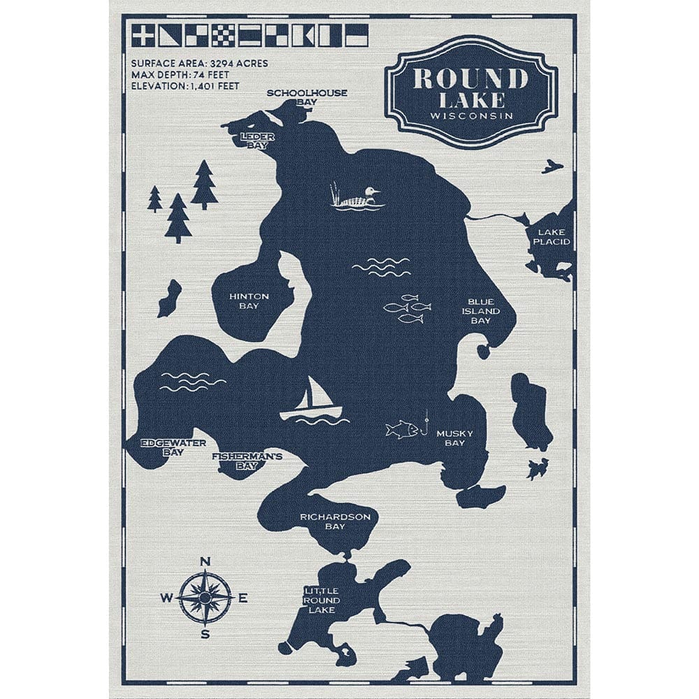 Round Lake Map Wool Throw Blanket 42" x 65" active Current Dry clean or hand wash Faribault Lakes & Maps