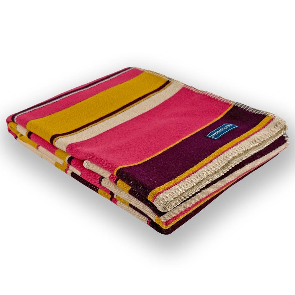 Color Variation Factory Second Limited Edition 4 Color Stripe Wool Throw - Pink 43" x 67" active Dry clean or hand wash