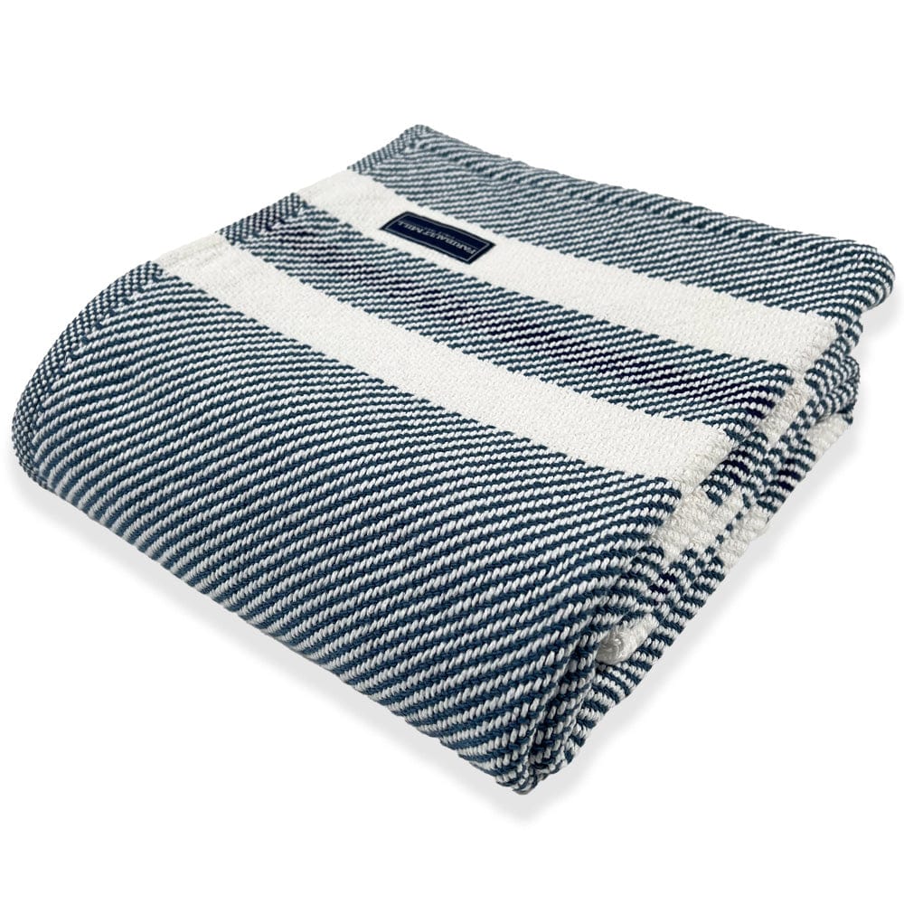 Cabin Cotton Throw - White/Indigo/Navy 48" x 70" active Cabin Cotton Throw Current Full Price group-gallery machine washable Maine New Lower Price personalization Stripes