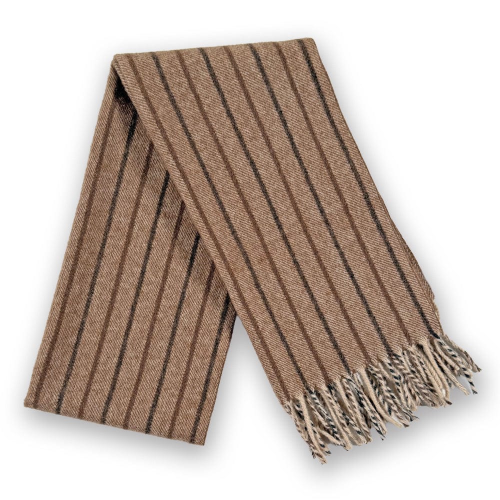 Camel Hair Scarf - Brown Stripe 12" x 60" active Faribault group-gallery