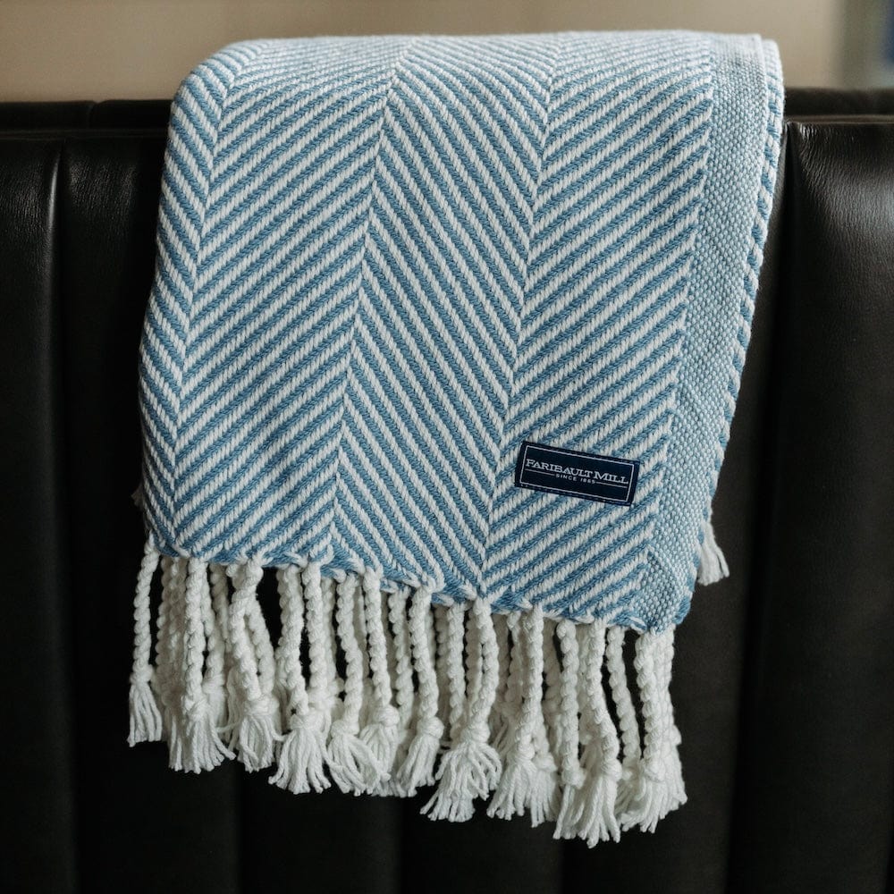 Monhegan Cotton Throw With Fringe active All Throws Best Seller Cotton Throws Current FWM group-gallery Herringbone Collection Herringbone Throw machine washable Monhegan Cotton Throw With Fringe Regular Priced Throws