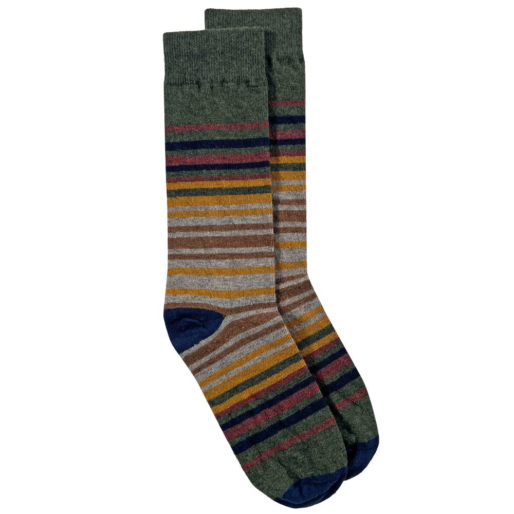 Festival Stripe Wool Socks Olive Socks