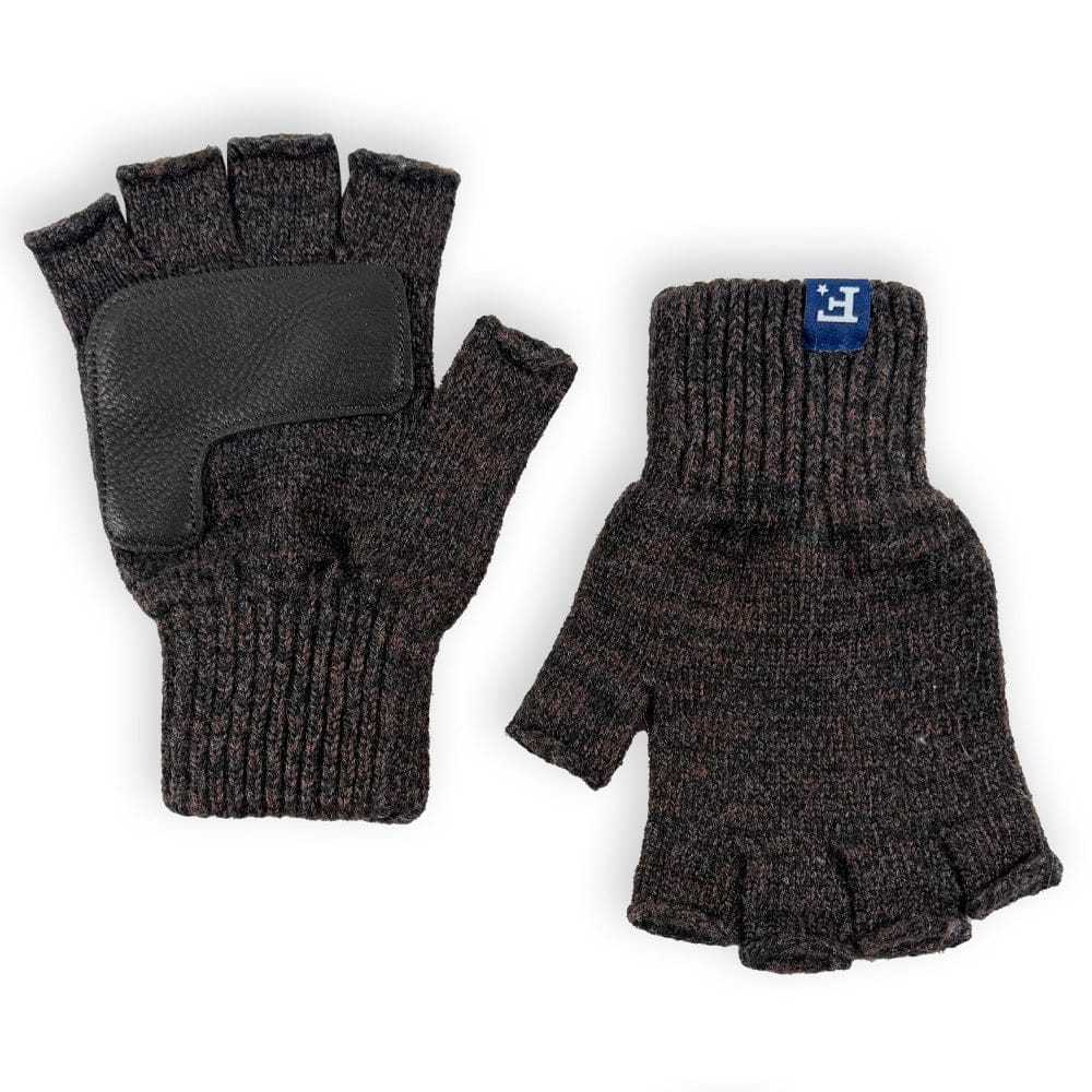 Fingerless Gloves with Leather - Black Tweed One Size active Current dry clean only Faribault group-gallery