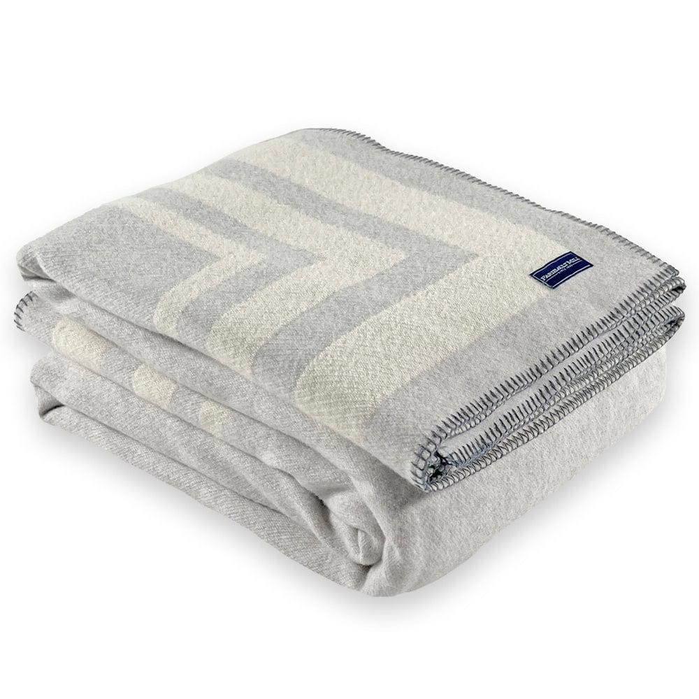 Framed Stripe Wool Blanket Gray Natural active Current Dry clean or hand wash Framed Stripe Wool Blanket