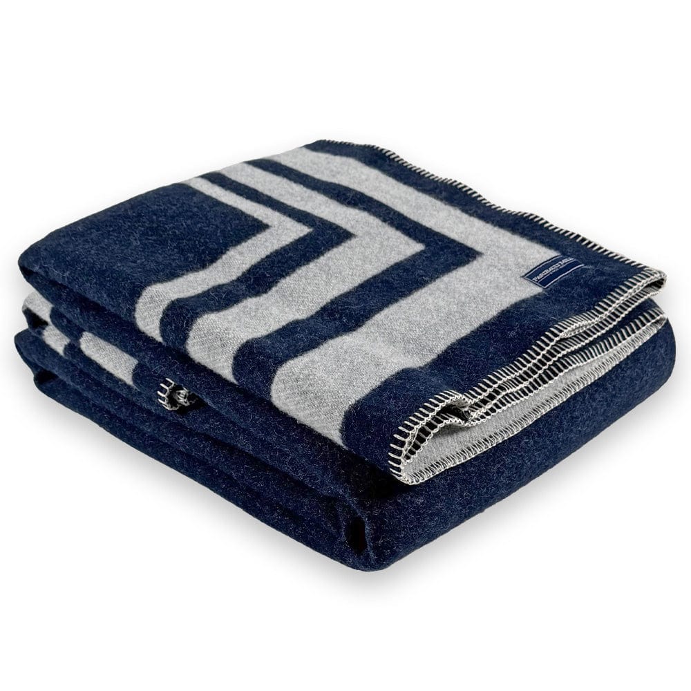 Framed Stripe Wool Blanket Navy Natural active Current Dry clean or hand wash Framed Stripe Wool Blanket