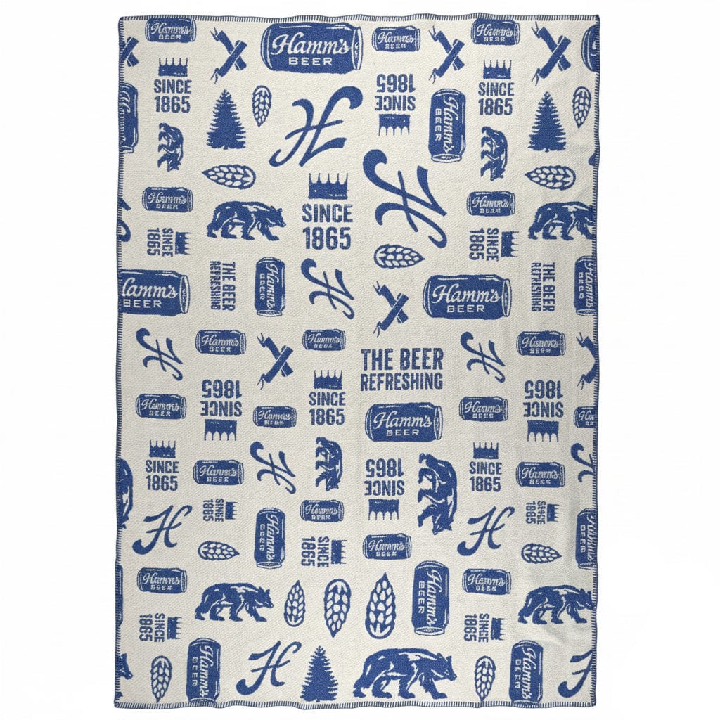 North Star Hamm's Beer Vintage Collage Throw 50" x 60" Current Faribault Full Price group-gallery Machine Washable New Lower Price sustainable throws