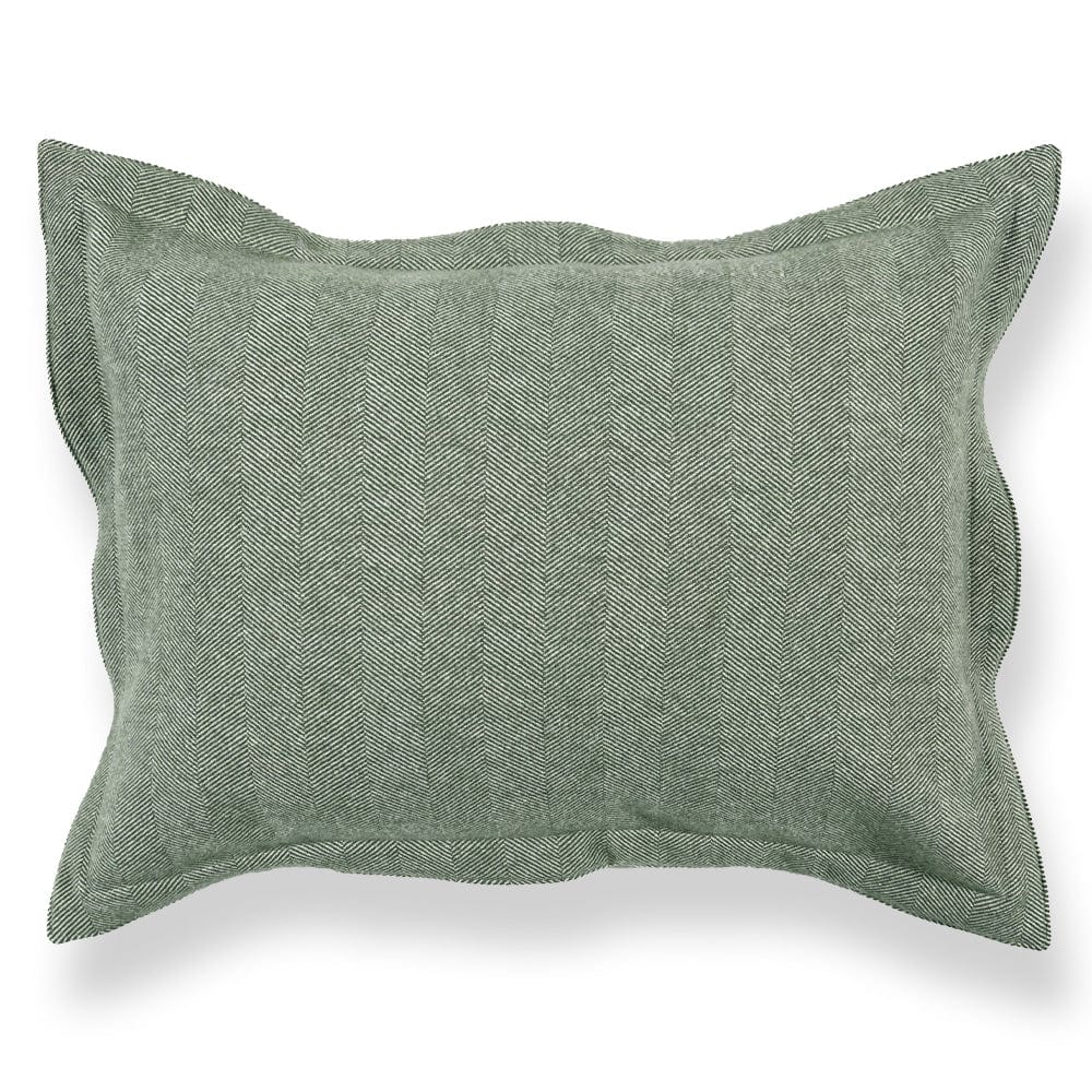 Coastal Cottage Herringbone Wool Sham - Sage Green 20" x 26" active Bed Shams Coastal Cottage Herringbone Wool Sham Current Faribault Full Price group-gallery machine washable New Lower Price