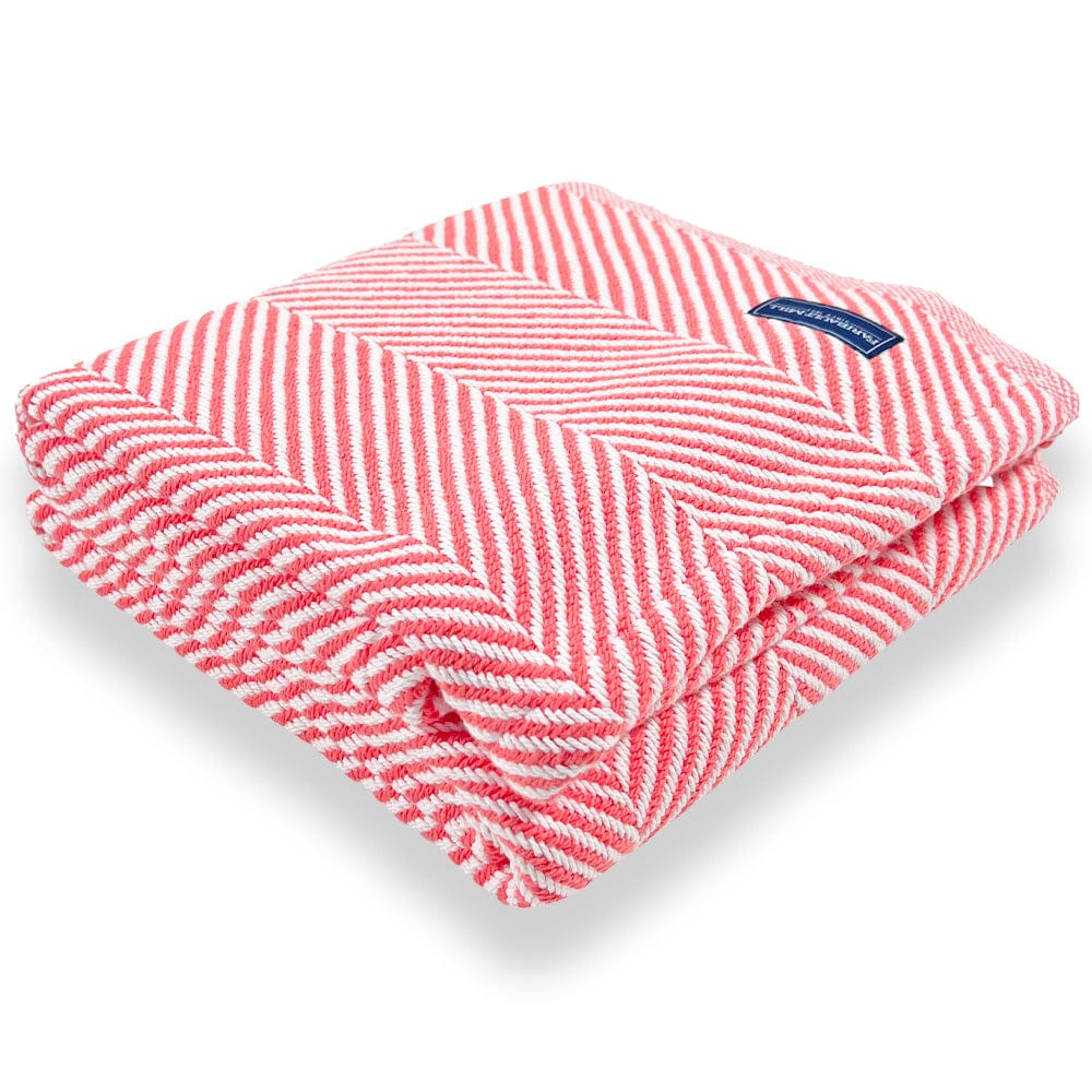 Monhegan Cotton Throw Without Fringe - Coral active All Throws Best Seller Cotton Throws FWM Herringbone Collection Herringbone Throw machine washable Maine Throws