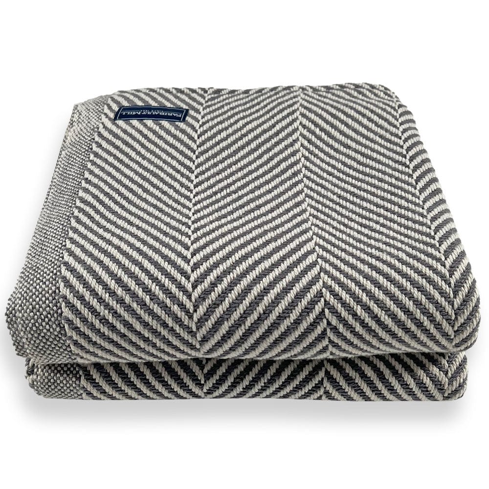 Monhegan Cotton Throw Without Fringe - Slate active All Throws Best Seller Cotton Throws FWM Herringbone Collection Herringbone Throw machine washable Maine Throws