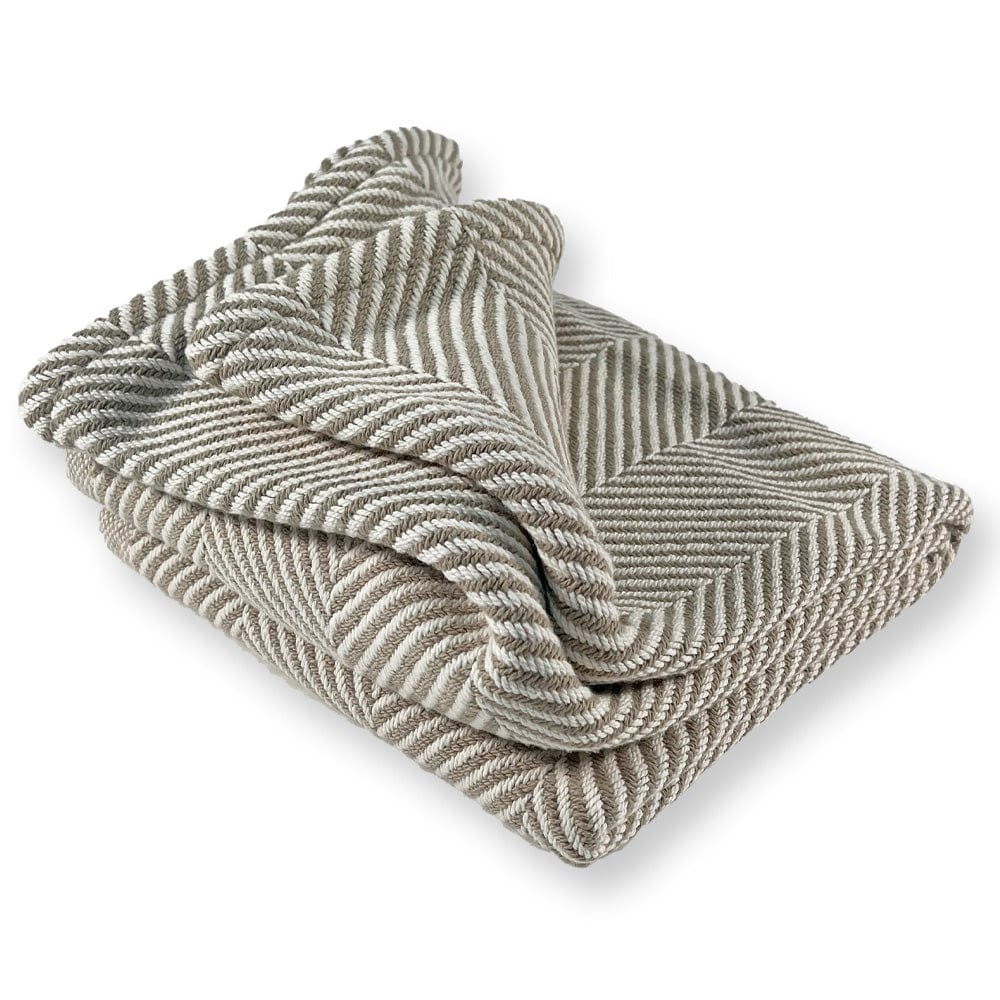 Monhegan Cotton Throw Without Fringe - Stone active All Throws Best Seller Cotton Throws FWM Herringbone Collection Herringbone Throw machine washable Maine Throws