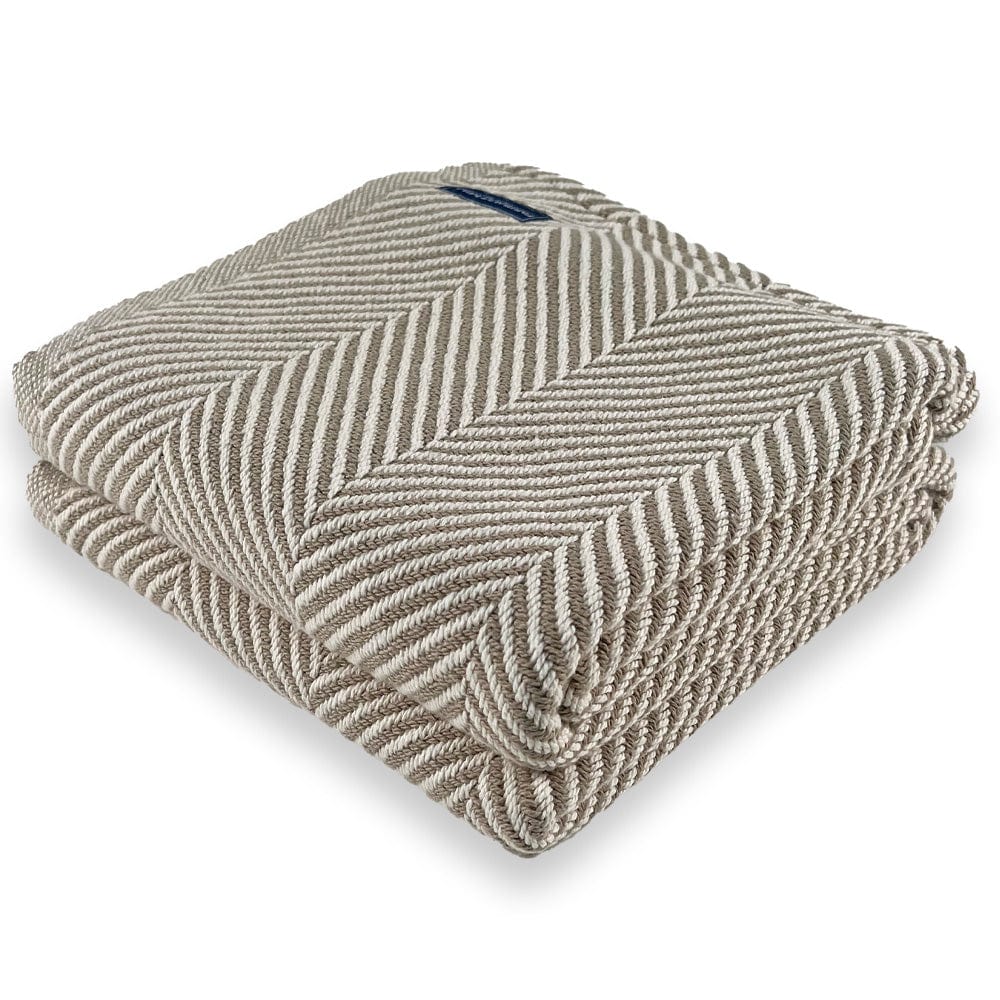 Monhegan Cotton Throw Without Fringe - Stone Stone Fringeless active All Throws Best Seller Cotton Throws FWM Herringbone Collection Herringbone Throw machine washable Maine Throws