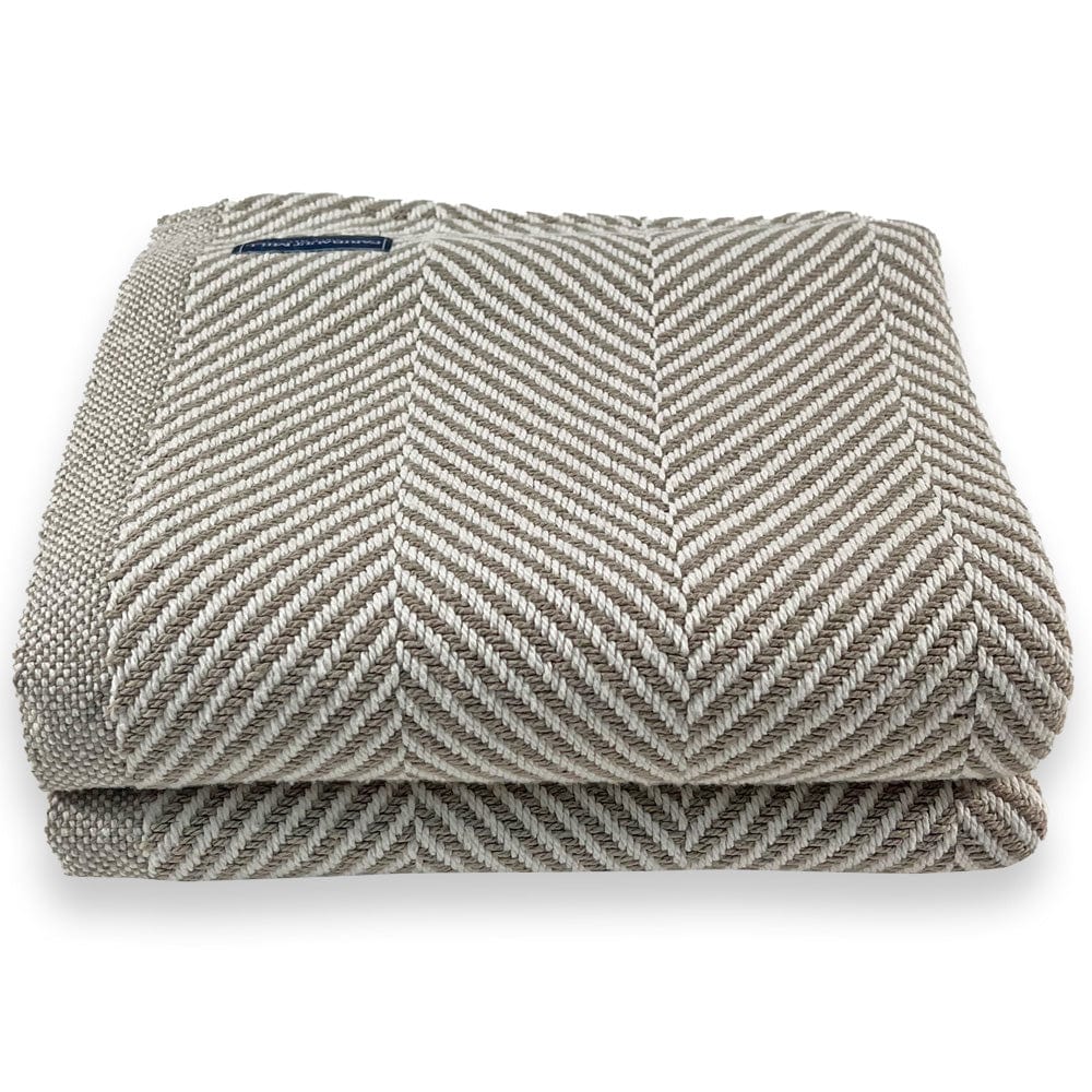 Monhegan Cotton Throw Without Fringe - Stone active All Throws Best Seller Cotton Throws FWM Herringbone Collection Herringbone Throw machine washable Maine Throws