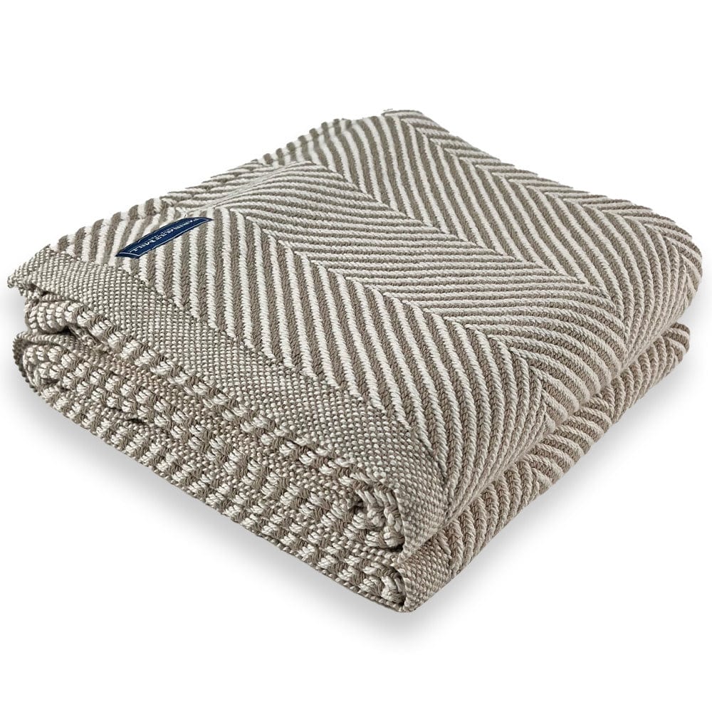 Monhegan Cotton Throw Without Fringe - Stone active All Throws Best Seller Cotton Throws FWM Herringbone Collection Herringbone Throw machine washable Maine Throws
