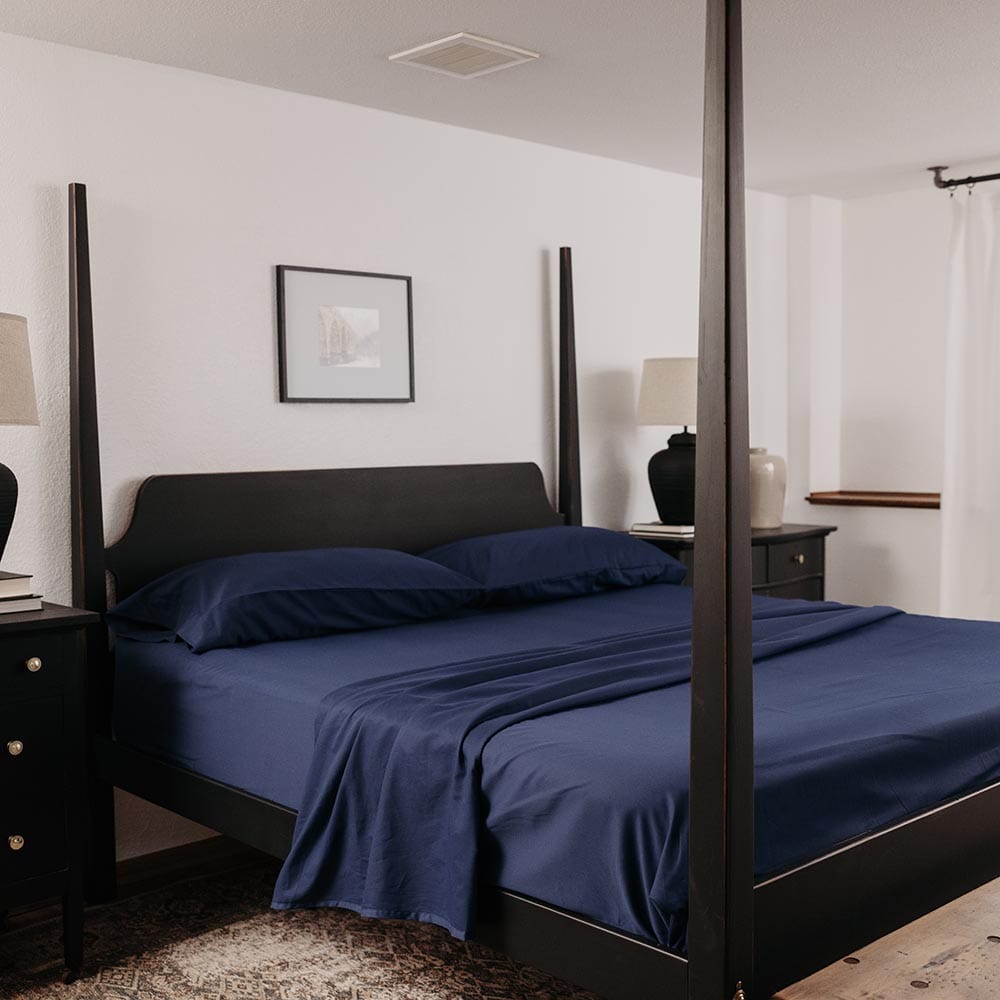 Sheet Set - Navy active Current Faribault Full Price group-gallery King machine washable Queen Sheet Set Solids Twin