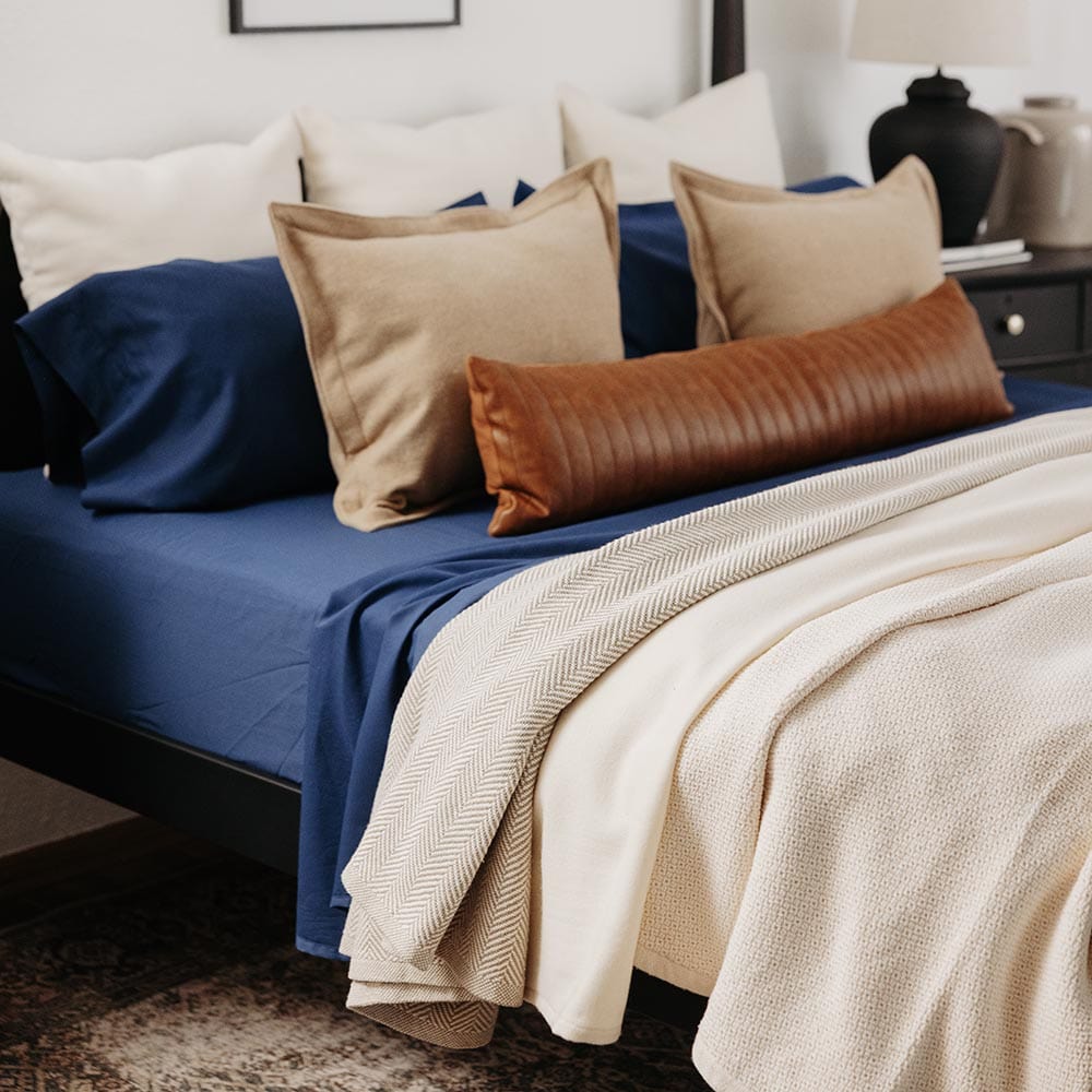 Sheet Set - Navy active Current Faribault Full Price group-gallery King machine washable Queen Sheet Set Solids Twin