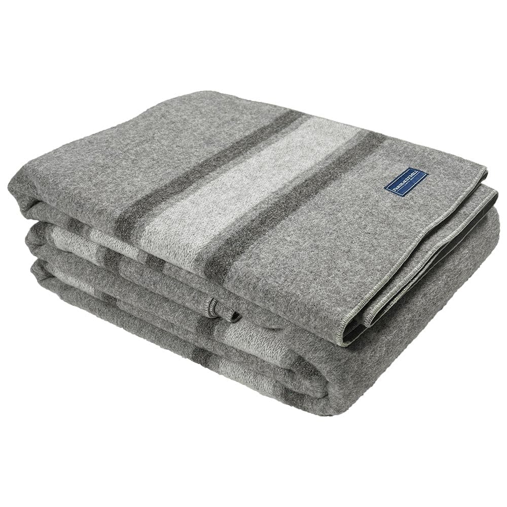 North Shore Stripe Wool Blanket - Gray King active Faribault group-gallery King machine washable Queen Twin