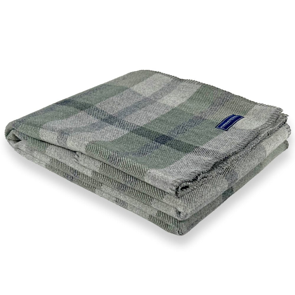 Factory Second Northfield Plaid Wool Throw Blanket - Sage Green active Current Factory Second Northfield Plaid Wool Throw group-gallery machine washable Patterns & Plaids