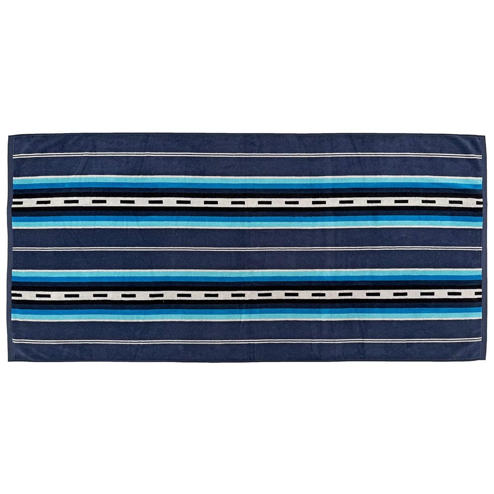 Ocean Stripe Towel - Blue 34" x 70" active Current Faribault Full Price group-gallery machine washable Stripes Towel