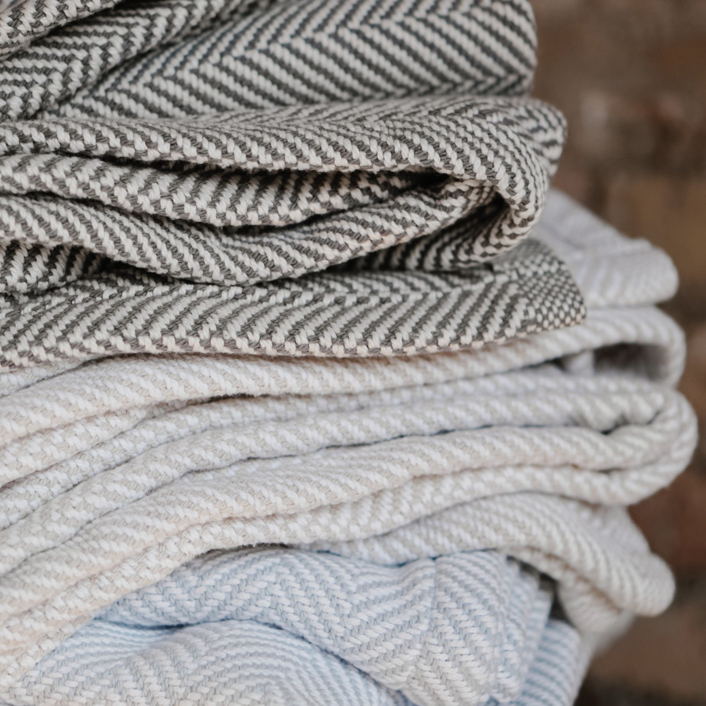 Penobscot Cotton Blanket - Stone active Current Full Full Price group-gallery Herringbone King machine washable Maine New Lower Price Patterns & Plaids Penobscot Cotton Blanket personalization Queen Twin