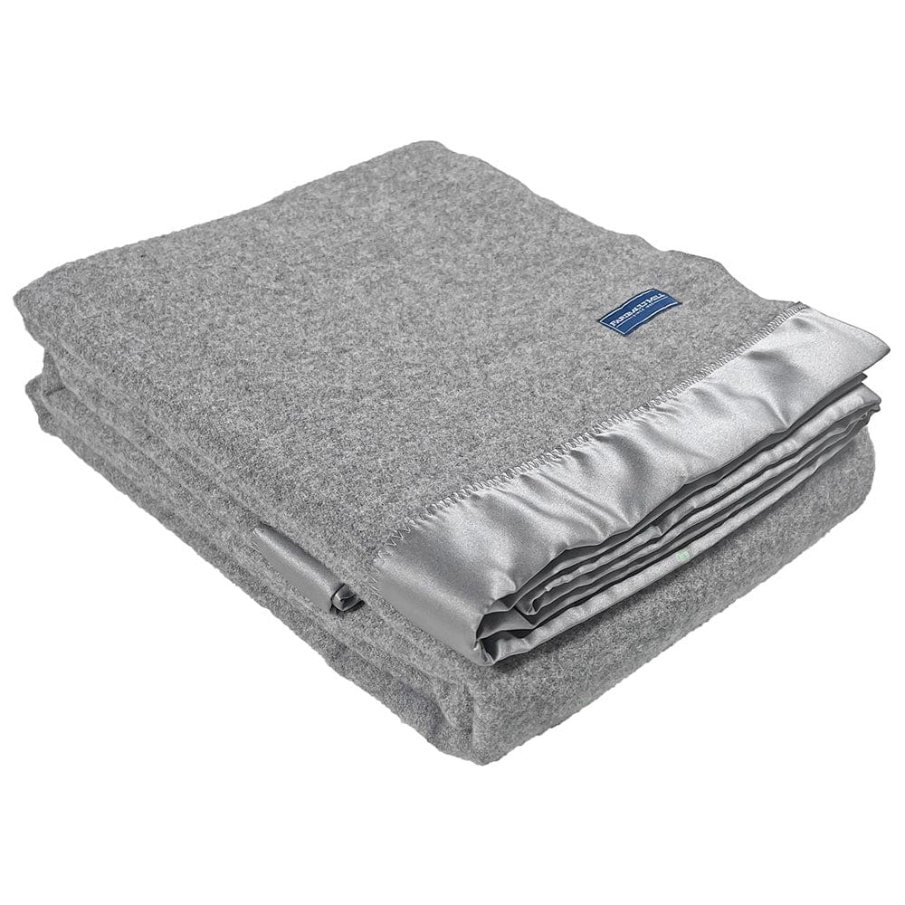 Factory Second Pure & Simple Satin Wool Blanket - Light Heather Gray active Current Factory Second Pure & Simple Satin Wool Blanket Full group-gallery King machine washable Queen Solids Twin