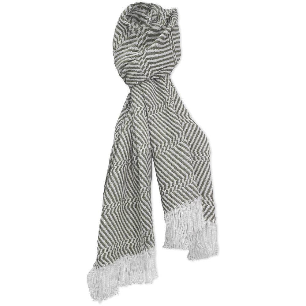 Factory Second North Star Herringbone Stripe Scarf - Green 12” x 72” Current group-gallery Machine Washable North Star Herringbone Stripe Scarf sustainable
