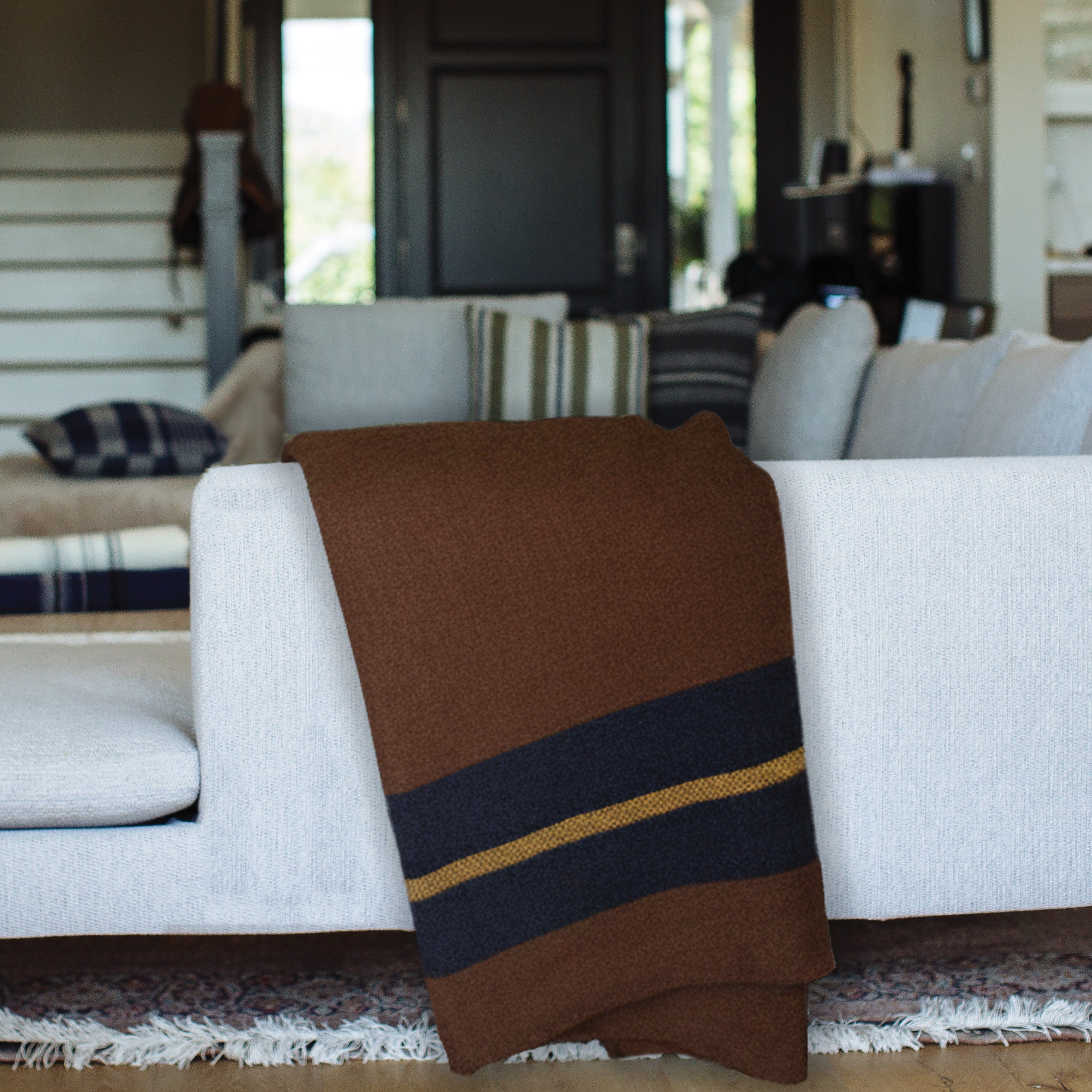 Scout Wool Camp Blanket - Brown active Current Faribault Full King machine washable New Lower Price Queen Scout Wool Camp Blanket Stripes Twin