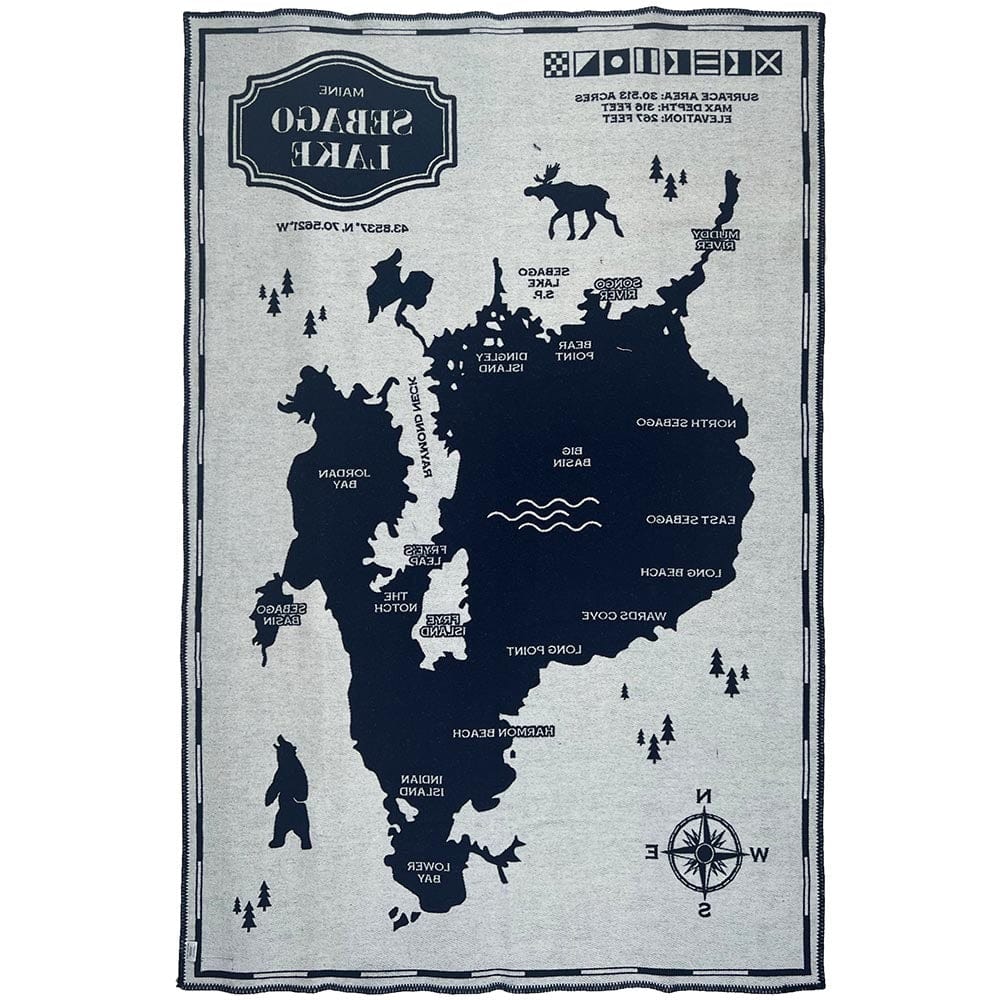 Sebago Lake Map Wool Throw Blanket active Current Dry clean or hand wash Faribault Lakes & Maps