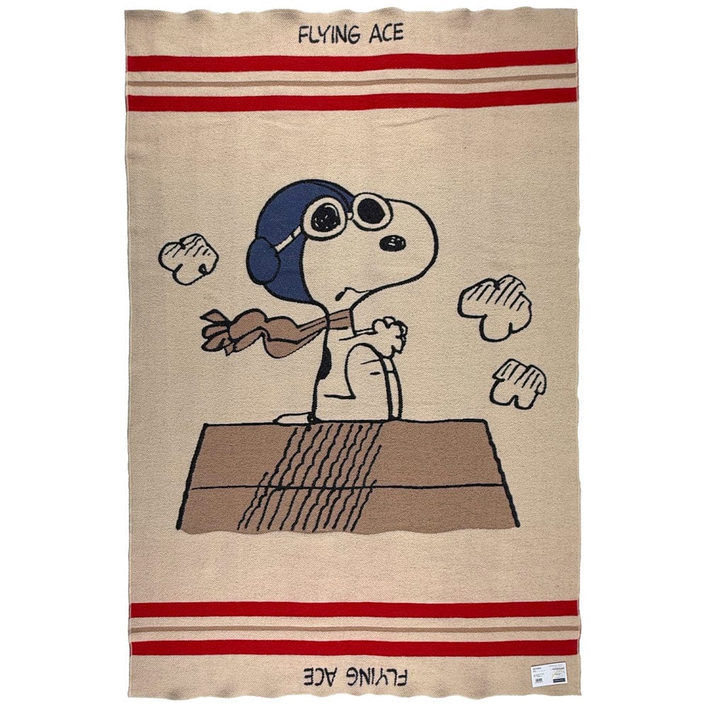 Factory Second Snoopy Flying Ace Wool Throw Blanket 42" x 65" active Dry clean or hand wash Factory Second Peanuts Wool Throw Faribault Peanuts
