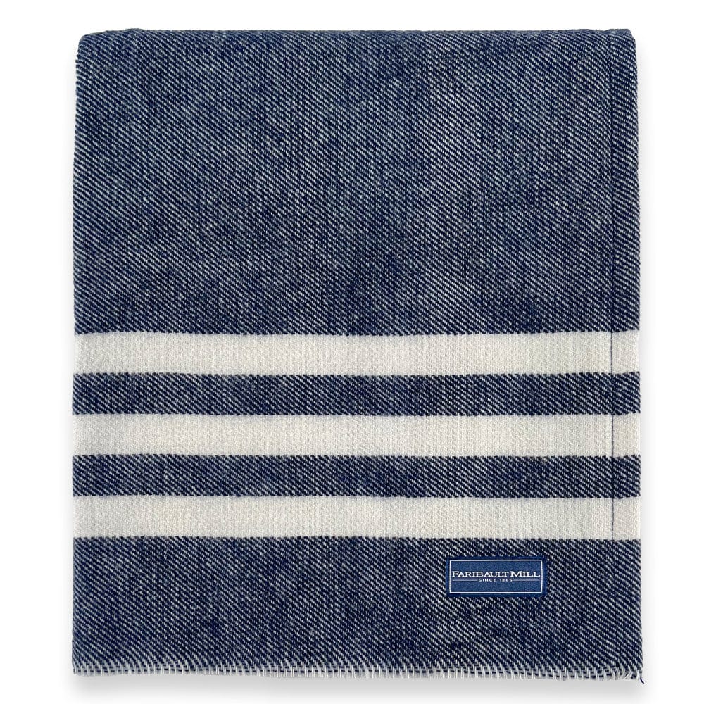 Trapper Wool Throw - Navy active Current Faribault Full Price group-gallery machine washable New Lower Price personalization Stripes Trapper Wool Throw