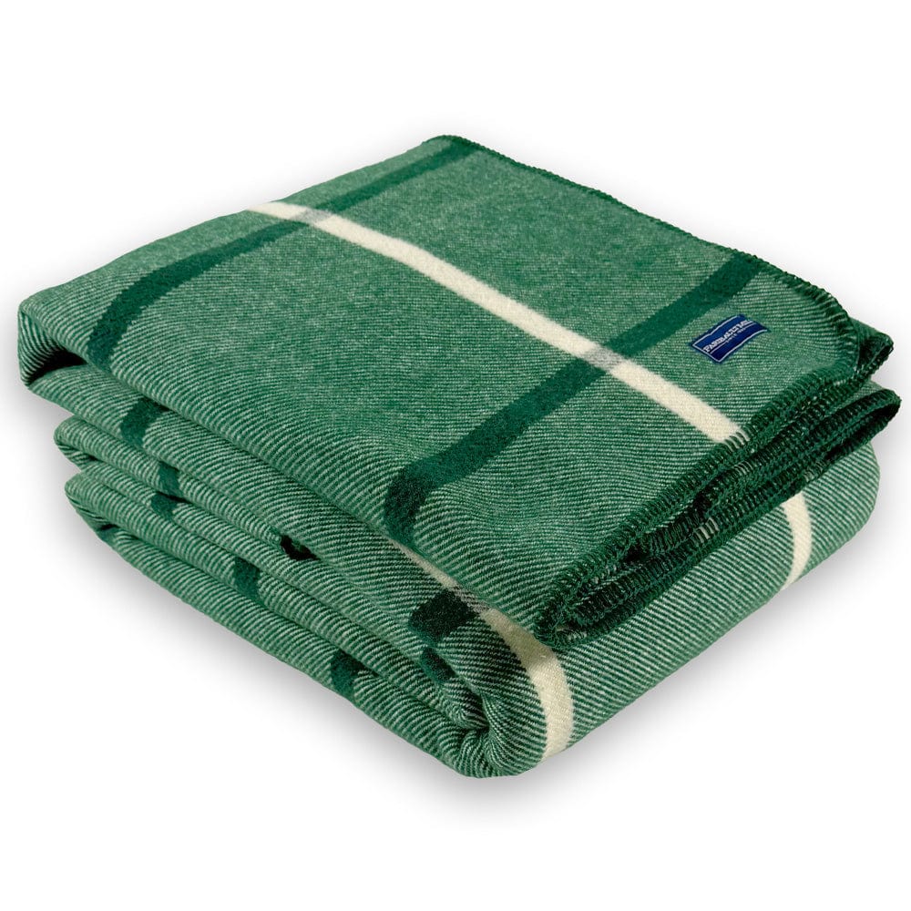Windowpane Plaid Wool Blanket Forest Green