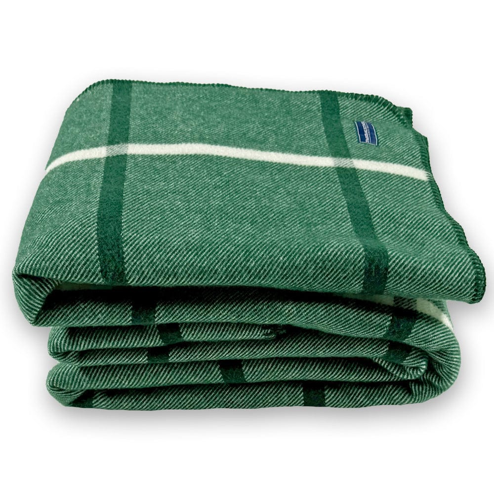 Windowpane Plaid Wool Blanket - Forest Green active Current Faribault Full Full Price group-gallery King Patterns & Plaids Queen Twin Windowpane Plaid Wool Blanket
