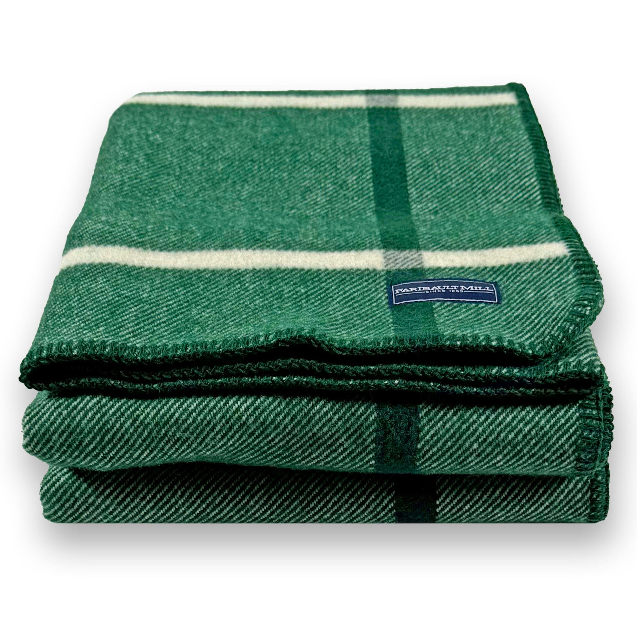 Windowpane Plaid Wool Throw - Forest Green active Current Faribault Full Price group-gallery Stripes