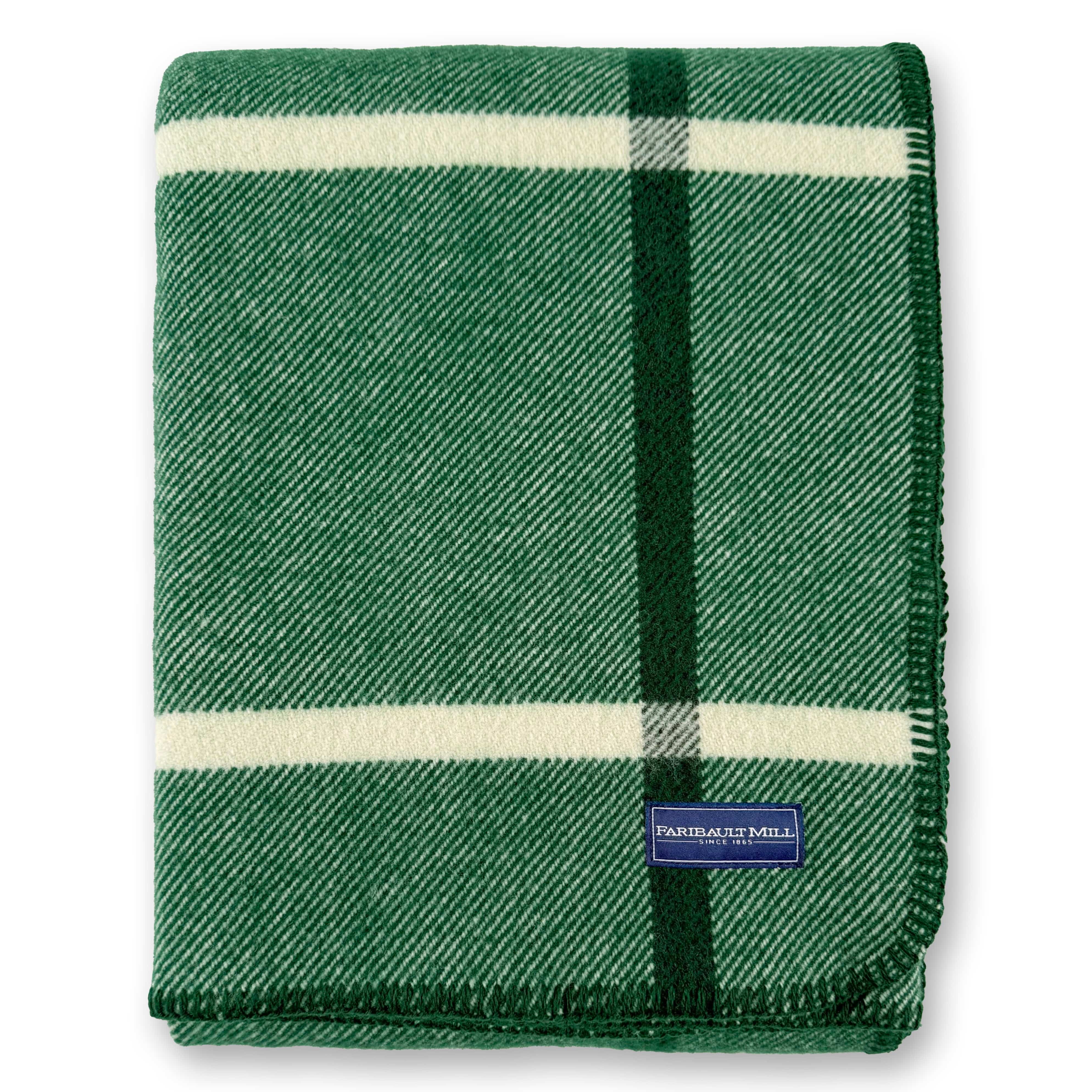 Windowpane Plaid Wool Throw - Forest Green active Current Faribault Full Price group-gallery Stripes
