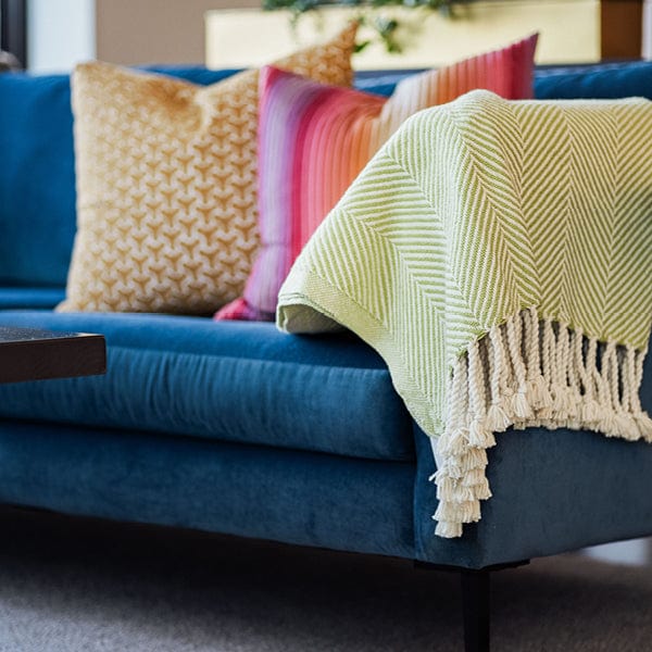 Monhegan Cotton Throw With Fringe - Apple Green active All Throws Best Seller Cotton Throws Current FWM group-gallery Herringbone Collection Herringbone Throw machine washable Monhegan Cotton Throw With Fringe New Lower Price personalization Regular Priced Throws