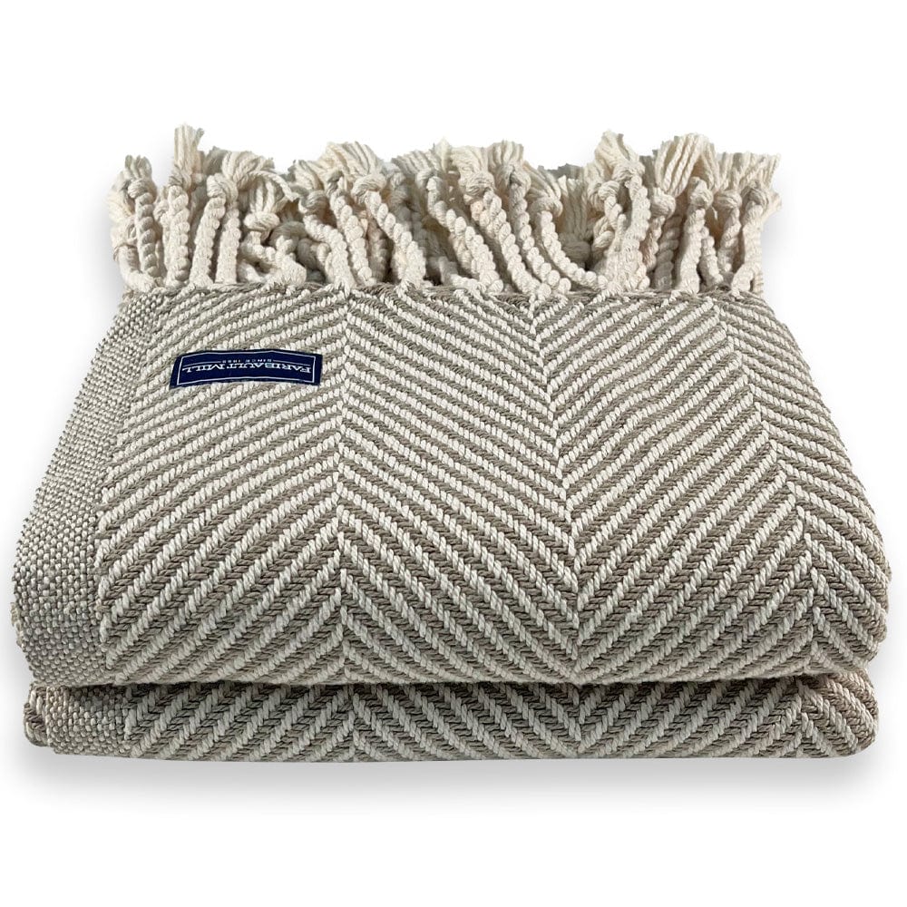 Brahms Mount 48" x 70" plus fringe Monhegan Cotton Throw With Fringe - Stone