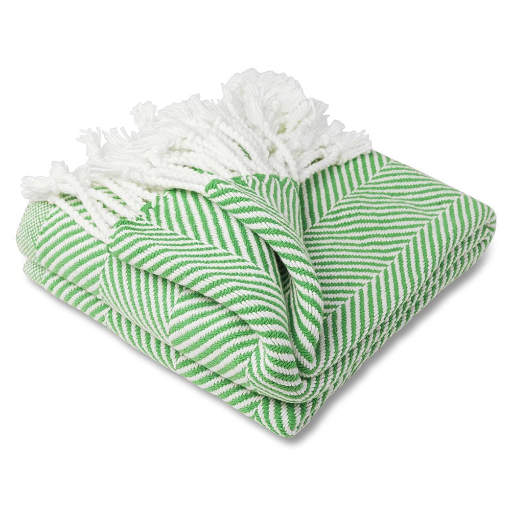 Monhegan Cotton Throw With Fringe - Sugar Snap active All Throws Best Seller Cotton Throws FWM Herringbone Collection Herringbone Throw machine washable Maine Throws