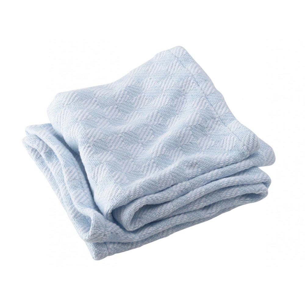 Pogonia Cotton Baby Blanket - Pale Blue 36" x 46" active Current Full Price group-gallery machine washable Maine New Lower Price Patterns & Plaids personalization Pogonia Cotton Baby Blanket