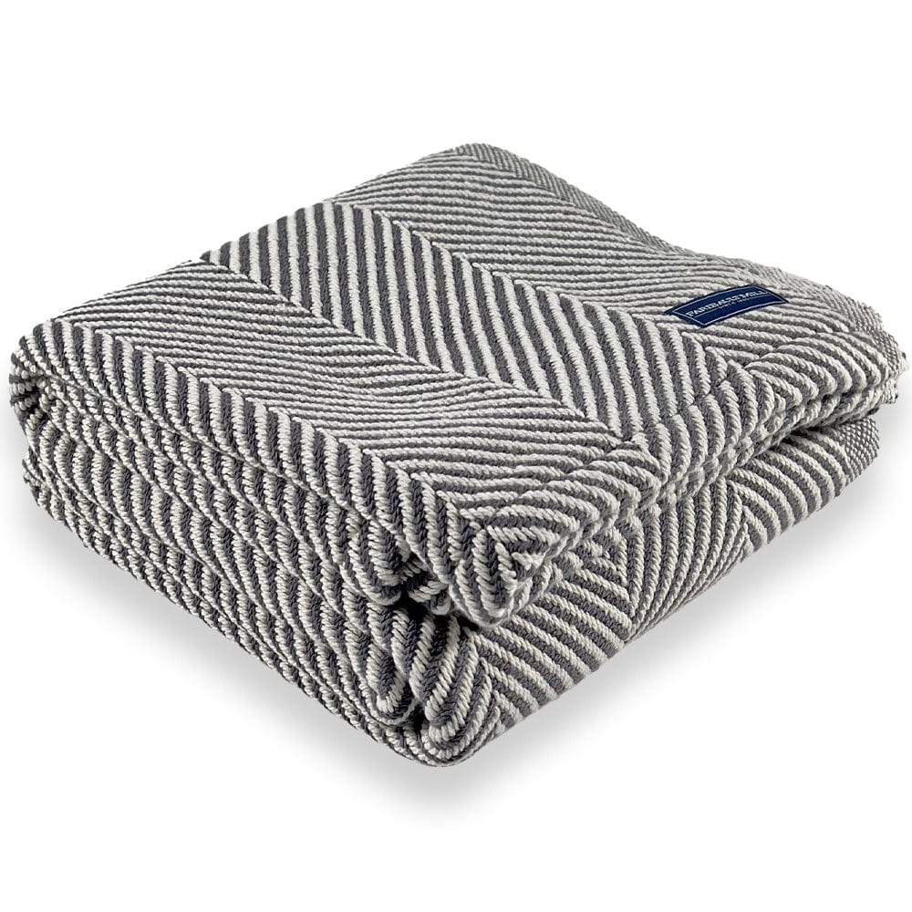 Brahms Mount Slate / Fringeless Monhegan Cotton Throw Without Fringe - Slate