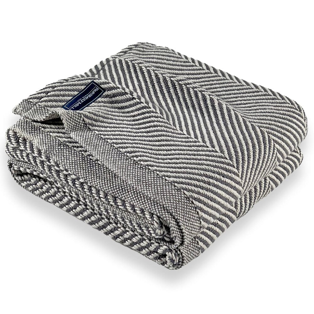 Brahms Mount Slate / Fringeless Monhegan Cotton Throw Without Fringe - Slate