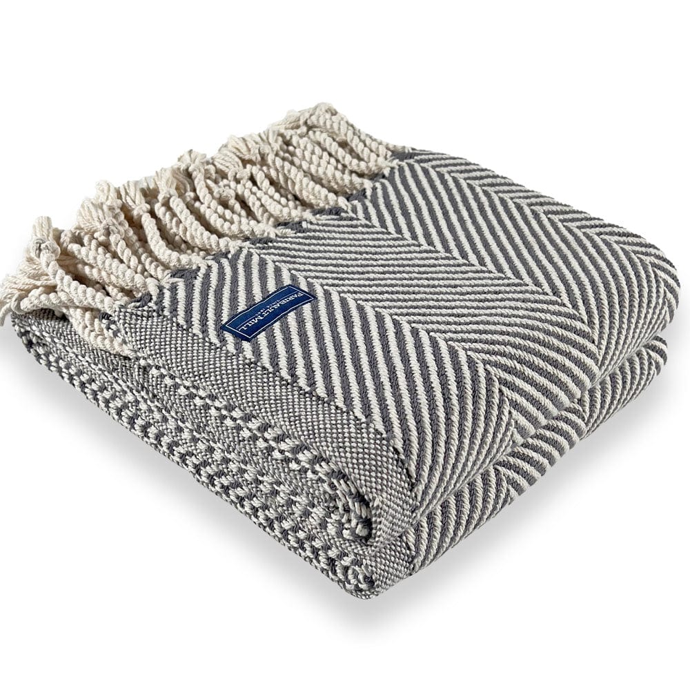 Brahms Mount Slate / With Fringe Monhegan Cotton Throw With Fringe - Slate