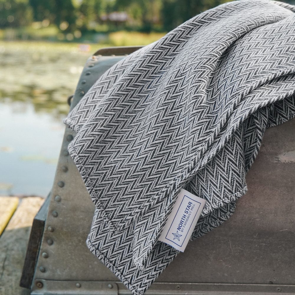 Factory Second North Star Reverse Twill Throw - Charcoal Current Faribault group-gallery Machine Washable north star sustainable throws