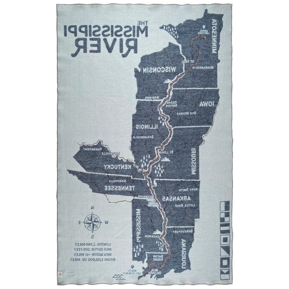 Faribault Mill 42" x 65" Mississippi River Wool Throw