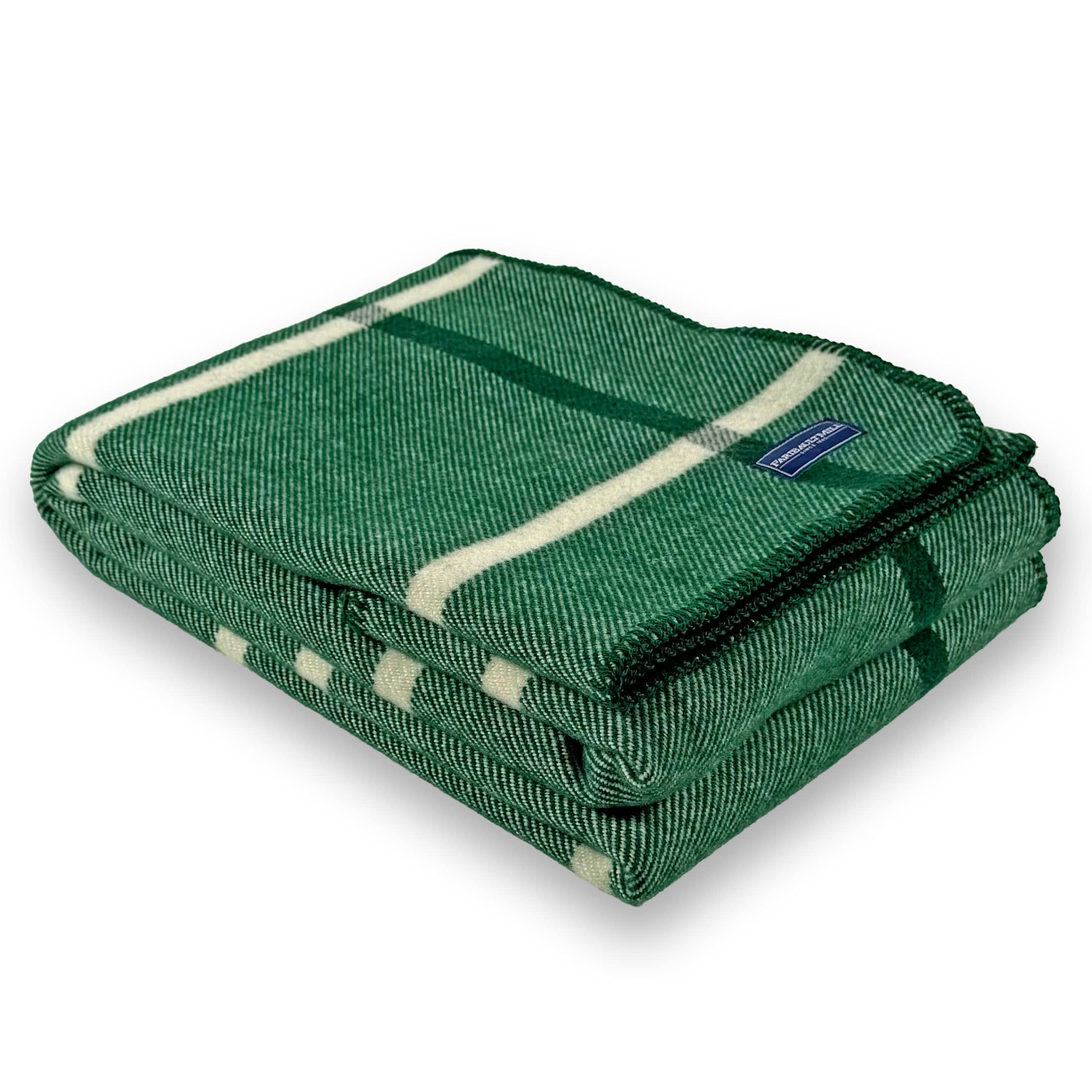 Faribault Mill 50" x 72" Windowpane Plaid Wool Throw - Forest Green