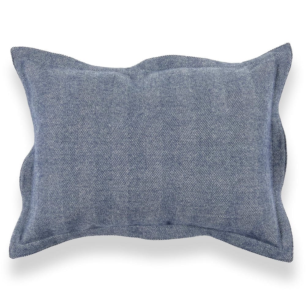 Faribault Mill Blue Steel Coastal Cottage Herringbone Wool Sham