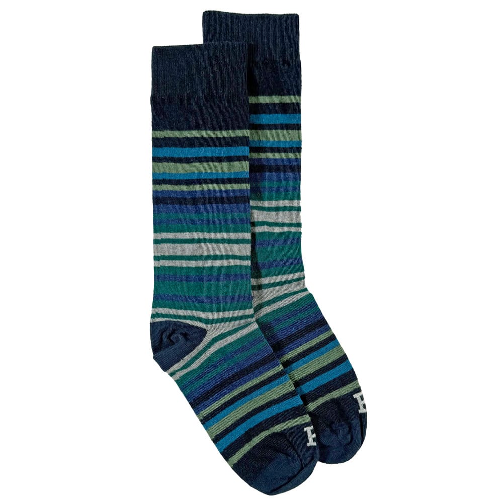 Faribault Mill Medium Festival Stripe Wool Socks - Blue