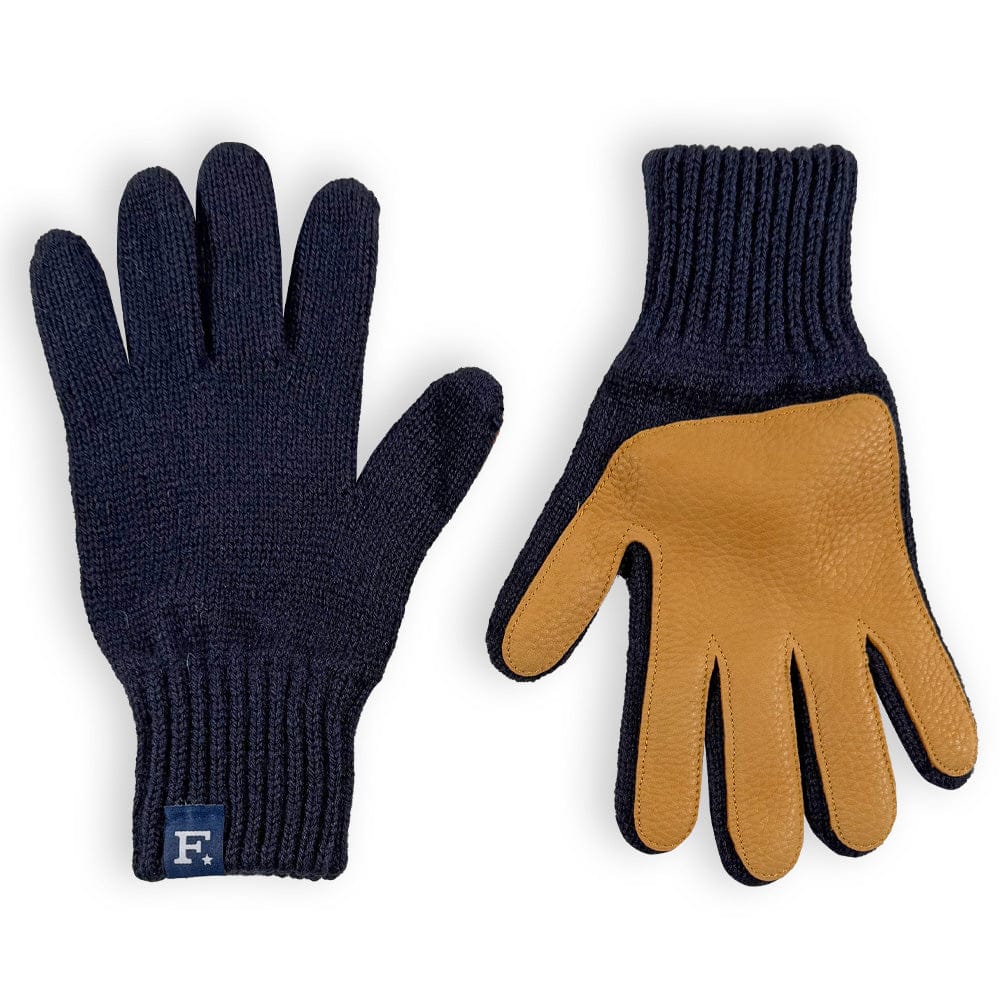 Faribault Mill Medium Gloves with Leather - Navy