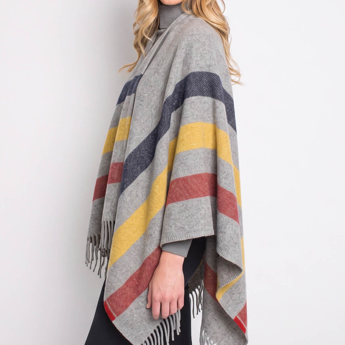 Faribault Mill One Size Frontier Wool Shawl - Gray