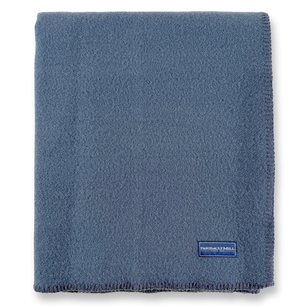 Faribault Mill Pure & Simple Wool Blanket - Steel Blue